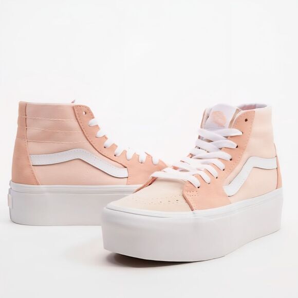 Vans | Sk8-Hi Tapered Stackform Peach White High Top Sneakers, Womens 6.5 - Picture 1 of 9